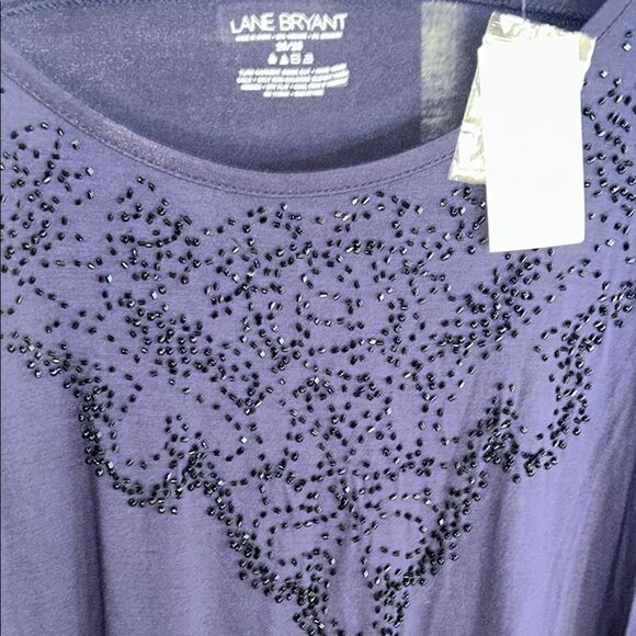 NWT Lane Bryant Beaded Elegant or Casual Navy Blue Women's Top - Picture 10 of 17